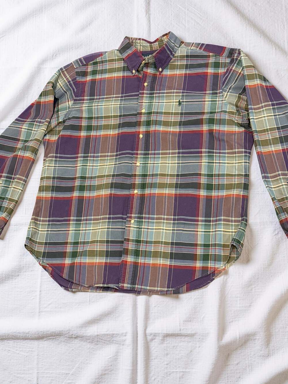 Ralph Lauren Classic Fit Plaid Button Down Shirt Cowboy Business Casual Size XL